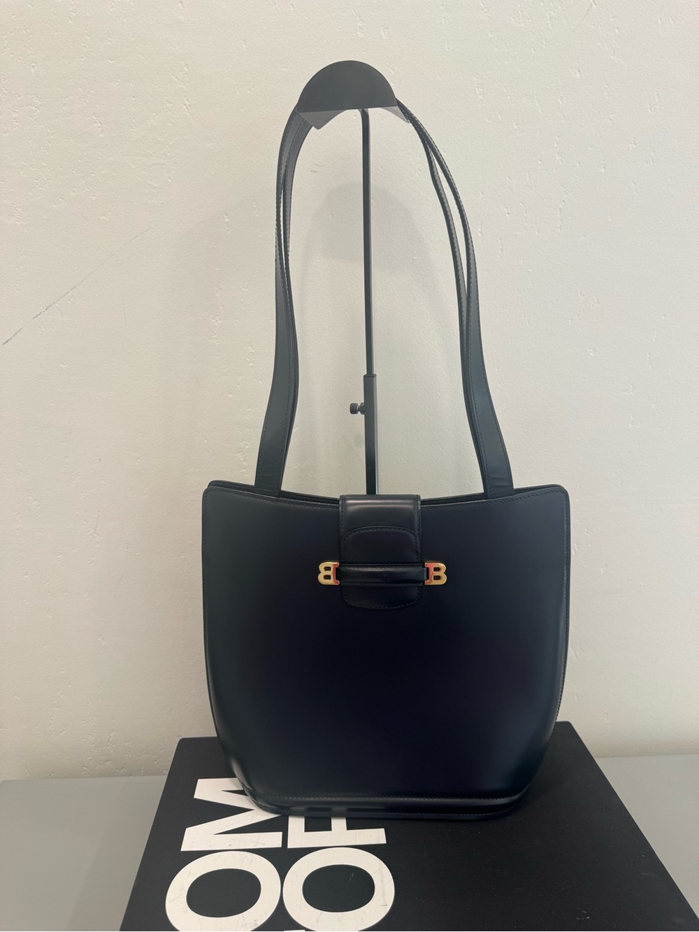 Bally Black Shoulder Bag with Gold B Logo